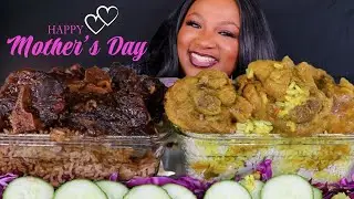 HAPPY MOTHER'S DAY !! JAMAICAN FOOD MUKBANG , OXTAILS , CURRY CHICKEN