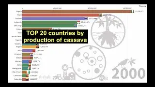 Top 20 Countries by production of cassava (1961-2018)