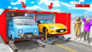 ВЫБИЛ УАЗИК НА ЛЫЖАХ ИЗ КОНТЕЙНЕРОВ! СНЕЖНЫЕ ТАЧКИ? БИТВА ЗА КОНТЕЙНЕРЫ В ГТА 5 ОНЛАЙН