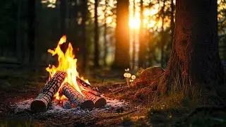 Quiet Spring Campfire in the Middle of a Dense Forest 🌿🔥 Perfect for Relaxation🌲