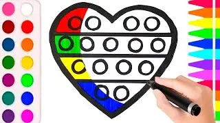Drawing Heart POP IT Fidget | Easy Heart POP IT Fidget Toy Drawing for Kids and Beginners