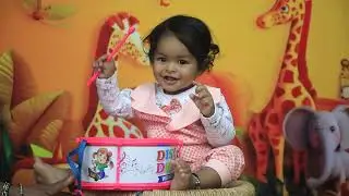cute baby playing drums fun