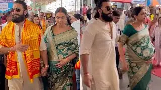 Heavily Pregnant Deepika Padukone🤰 and Ranveer at Siddhivinayak Temple for Ganpati Bappa’s darshan