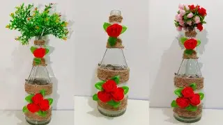Glass Bottle Decorations Ideas | Bottle Craft | DIY | Bottle Flower Pot | Easy Ideas | Bottle art