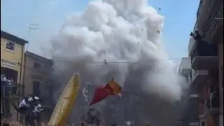 At the annual exhibition of pyrotechnics in Italy's San Severo the atmosphere was not festive at all