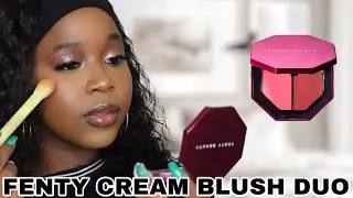 NEW FENTY HOLIDAY CREAM BLUSH DUO REVIEW AND SWATCHES ON DARK SKIN | Peony Droppa Mali booze 2022