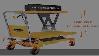 APOLLOLIFT Single Scissor Hydraulic Lift Table/Cart 1760lbs Capacity 39.4" Lifting Height