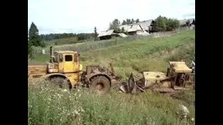 К-700 не может вытащить застрявший Бульдозер Т-130 .ne,