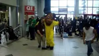 Richard Stallman dancing with GNU