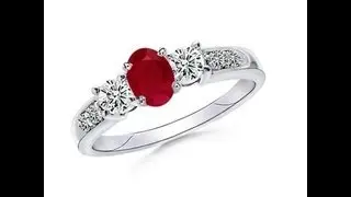 Gemstone Jewelry by Angara | Oval Ruby and Diamond Three Stone Ring | Angara Jewelry | Angara.com