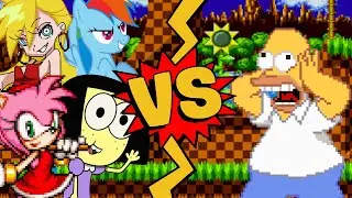 M.U.G.E.N Battles | Amy Rose/Rainbow Dash/Panty Anarchy/Tilly Green vs Homer Simpson