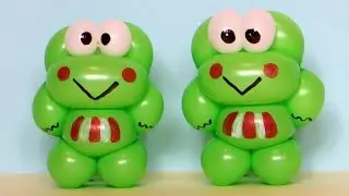 One balloon Keroppi the frog - twisting tutorial (Subtitles)