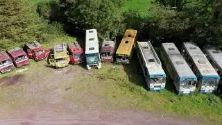 Abandoned Bus Scrap Aerial Video 4K Dark Trap Beat