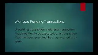 Manage Pending Transactions
