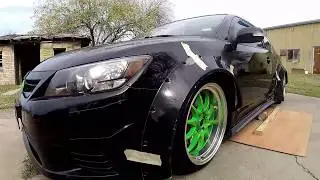 DIY Clinched fender flares (Wide Body) - Slammed Scion Tc - Custom side skirts Mercedes Pt. 2