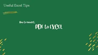 How to convert a PDF to EXCEL in seconds! 