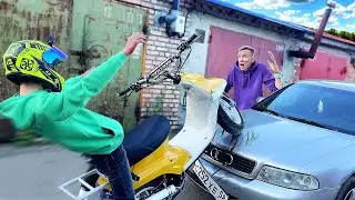 THE GUY FLEW INTO MY CAR ON A SCOOTER. THE SCHOOLBOY THIEF IS TAKING REVENGE ON US