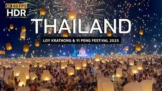 🇹🇭 4K HDR | Thailand’s Largest Lantern Festival — Loy Krathong & Yi Peng in Chiang Mai 2025