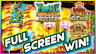 FULL SCREEN SUPER FUN BIG WIN! Royal Monkey and Turtle Kingdom Gold Stacks 88 Tower Slot HIGHLIGHT!