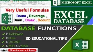 All Database functions in excel | DSUM,DAVERAGE, DCOUNT, DMAX, DMIN FORMULA IN EXCEL