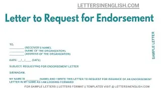 Letter to Request for Endorsement - Sample Letter Requesting Endorsement Letter