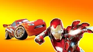 Arabalar Şimşek McQueen Demir adam ironman  ile yarışıyor.