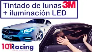 Coche tintado de lunas e iluminación LED de faros.