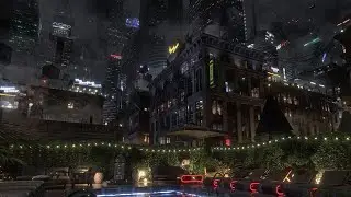 A Beautiful Rooftop Pool In A Cyberpunk City | Ambient Sounds and Music For Meditation Or Sleep |