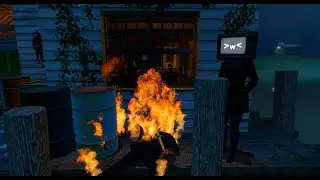 I found a house TV man under guard