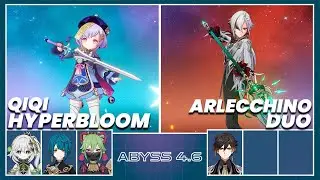 Spiral Abyss 4.5/4.6 | C3 Qiqi Hyperbloom & C0 Arlecchino Duo | Floor 12 9 Stars - Genshin Impact