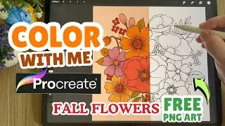 Fall Florals Coloring | FREE Coloring Page | Procreate Coloring