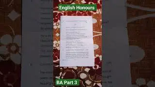 English Honours Question Paper 5 ( BRABU )📚📚 3rd part question paper