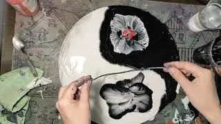 Рисую цепочками цветы Инь-Янь. Флюид арт.