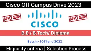 Cisco Off Campus Drive 2023 || Technical Graduate/Diploma Apprentice and Job || Diploma Job