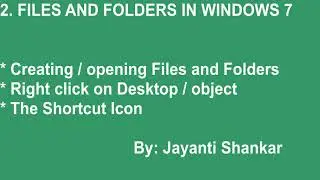 Files & Folders in windows 7 | lesson 2 | Class 4 | CBSE