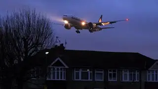This airplane flies Dangerous close to House Roofs