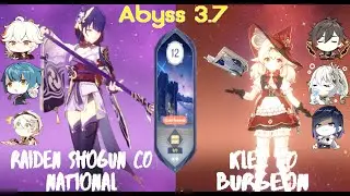 C0 Raiden Shogun National and C0 Klee Burgeon - Genshin Impact Abyss 3.7/3.8 - Floor 12 9 Stars
