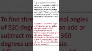 Maths Trigonometry - Finding Co-Terminal Angles Q1