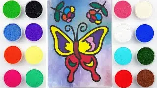 Sand painting Butterfly with color sand