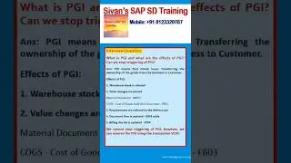 What is PGI & Effects of PGI SAP SD HANA Interview Questions | Sivan's SAP SD Training