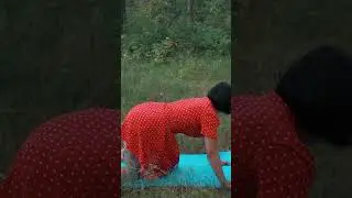 Evelina shows yoga for beginners in the forest 