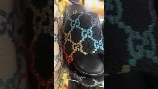СКИДКА - 40%! Турецкое сабо на танкетке Gucci из текстиля и кожи сезон 2023!