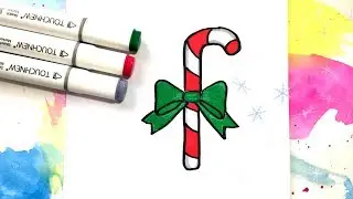 Как Рисовать Карамельную Трость ♥ How To Draw A Candy Cane ♥ Новогодние рисунки