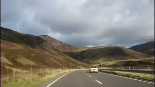 Autumn Road Trip Drive With Bagpipes Music On History Visit To Glenshee Highlands Scotland