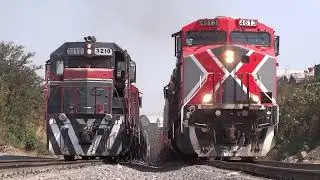 Encuentro y rebase  de trenes en la vía doble Guadalajara