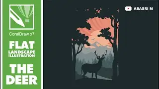 Draw Flat Landscape Illustration - The Deer v3 - CorelDraw x7