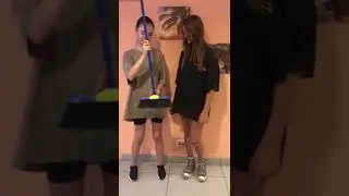 Девочки представляют новую модель метлы 