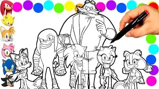Sonic Coloring Pages NEW Sonic Team NEW Sonic in the movie 3 Tails, Knuckles,Amy Rose compilation 10