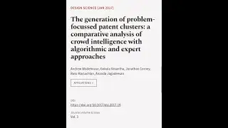 The generation of problem-focussed patent clusters: a comparative analysis of crowd i... | RTCL.TV