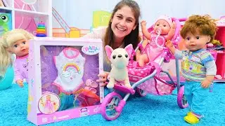 Ayşe ve Gül'e Mert ile kardeşi Naz geliyor! Baby Born oyuncak bebek bakma oyunları